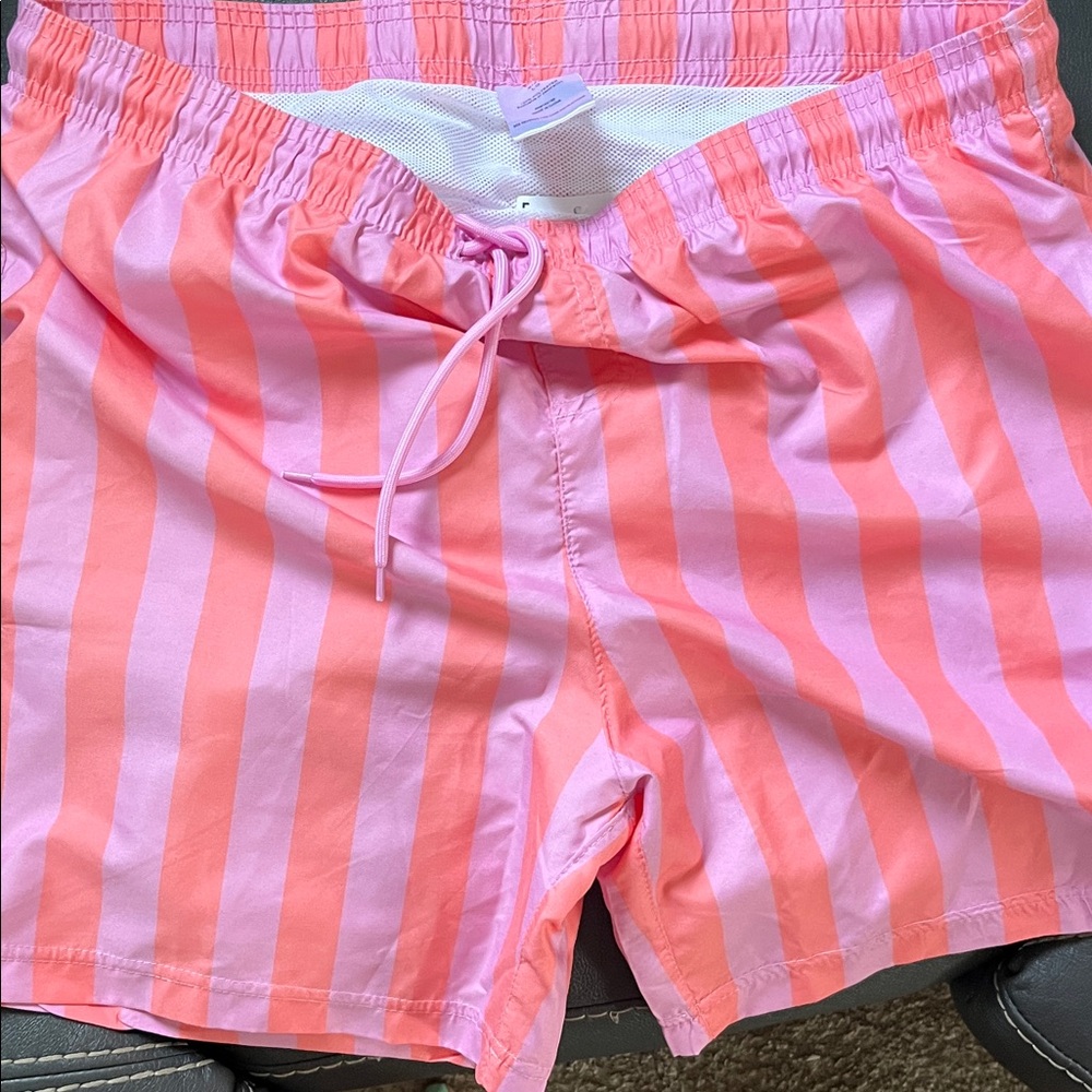 Striped Pink and Orange Men’s swim trucks large